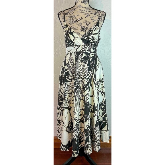 Jams World Women’s Floral Hibiscus Print Fit and Flare Midi Dress Resortwear, XS - Picture 3 of 11